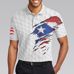 Golf Puerto Rico Flag Polo Shirt, Simple Golfing Shirt For Male Golfers, Thoughtful Golf Gift Idea - Hyperfavor