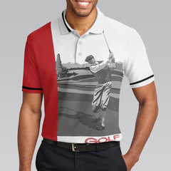 Man Playing Golf Short Sleeve Polo Shirt, Golfer Graphic Polo Shirt, Best Golf Shirt For Men - Hyperfavor