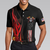 Firefighter Skull Flame Short Sleeve Polo Shirt, First In Last Out American Flag Firefighter Shirt For Men - Hyperfavor