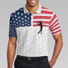 Premium American Golfer Polo Shirt, White Golf Pattern American Flag Polo Shirt, Best Golf Shirt For Men - Hyperfavor