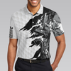 Black & White Ripped Vintage Golfing Clubs Skull Camouflage Polo Shirt, American Flag Polo Shirt, Camo Golf Shirt For Men - Hyperfavor
