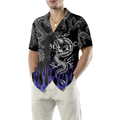Dragon With Blue Flame Hawaiian Shirt - Hyperfavor