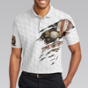 American Golfer Eagle Golf Ball Texture Polo Shirt, Ripped American Flag Polo Shirt, Patriotic Golf Shirt For Men - Hyperfavor