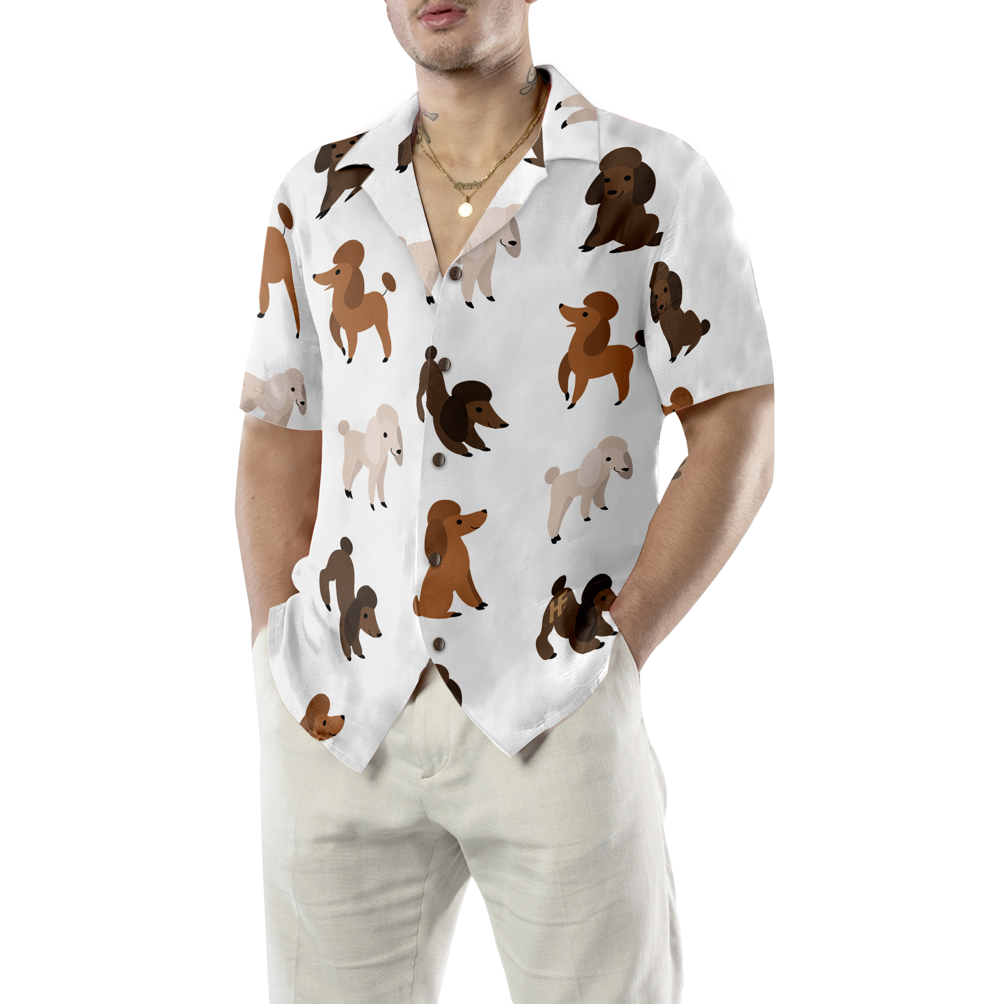 Puppies Run Around Poodle Shirt Hawaiian Shirt - Hyperfavor