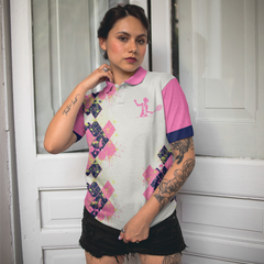 Tennis I Know I Play Like A Girl Short Sleeve Women Polo Shirt, White And Pink Tennis Shirt For Ladies, Gift For Tennis Players - Hyperfavor