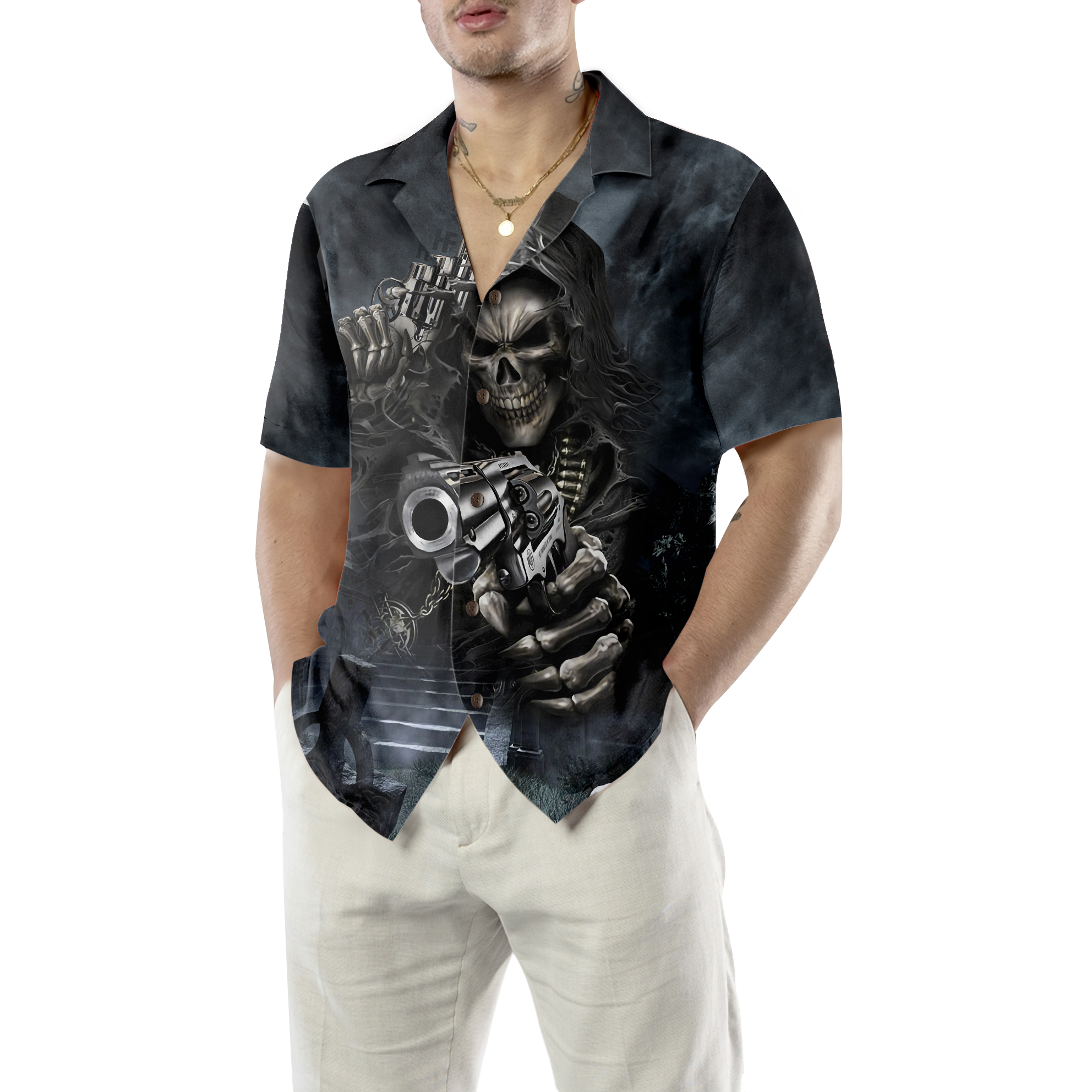 Hunter Skull Shirt For Men Hawaiian Shirt - Hyperfavor