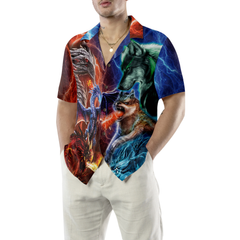Dragon Vs Wolves Hawaiian Shirt - Hyperfavor