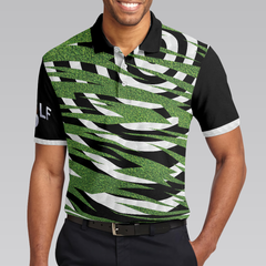Unique Golfer Design With Ripped Texture Golf Polo Shirt, Basic Spiral Pattern Golf Shirt Design - Hyperfavor