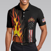 Flame American Football Black Polo Shirt, American Flag Football Polo Shirt, Best Football Shirt For Men - Hyperfavor