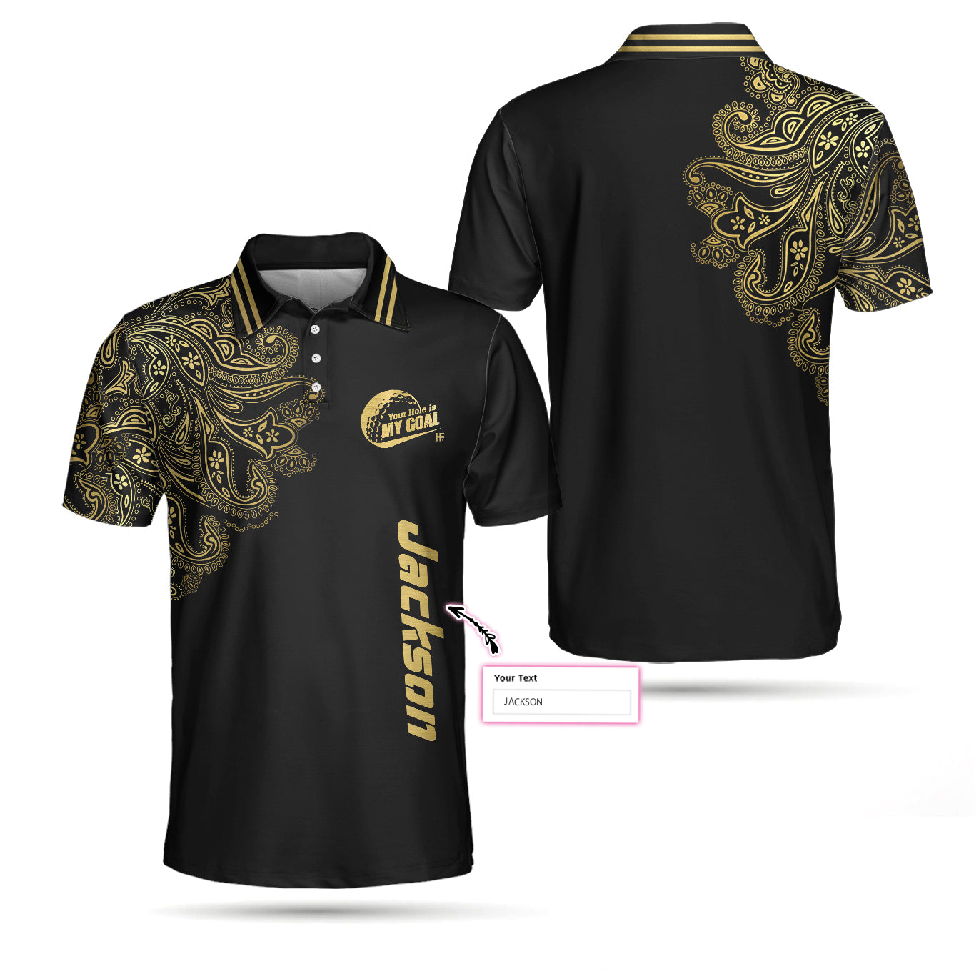 Personalized Name Golden Your Hole Is My Goal Custom Polo Shirt - Hyperfavor