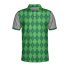 19th Hole Custom Polo Shirt, Green Argyle Pattern Golf Shirt For Men, Personalized Golf Gift For Golfers
