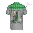 19th Hole Custom Polo Shirt, Green Argyle Pattern Golf Shirt For Men, Personalized Golf Gift For Golfers