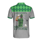 19th Hole Custom Polo Shirt, Green Argyle Pattern Golf Shirt For Men, Personalized Golf Gift For Golfers