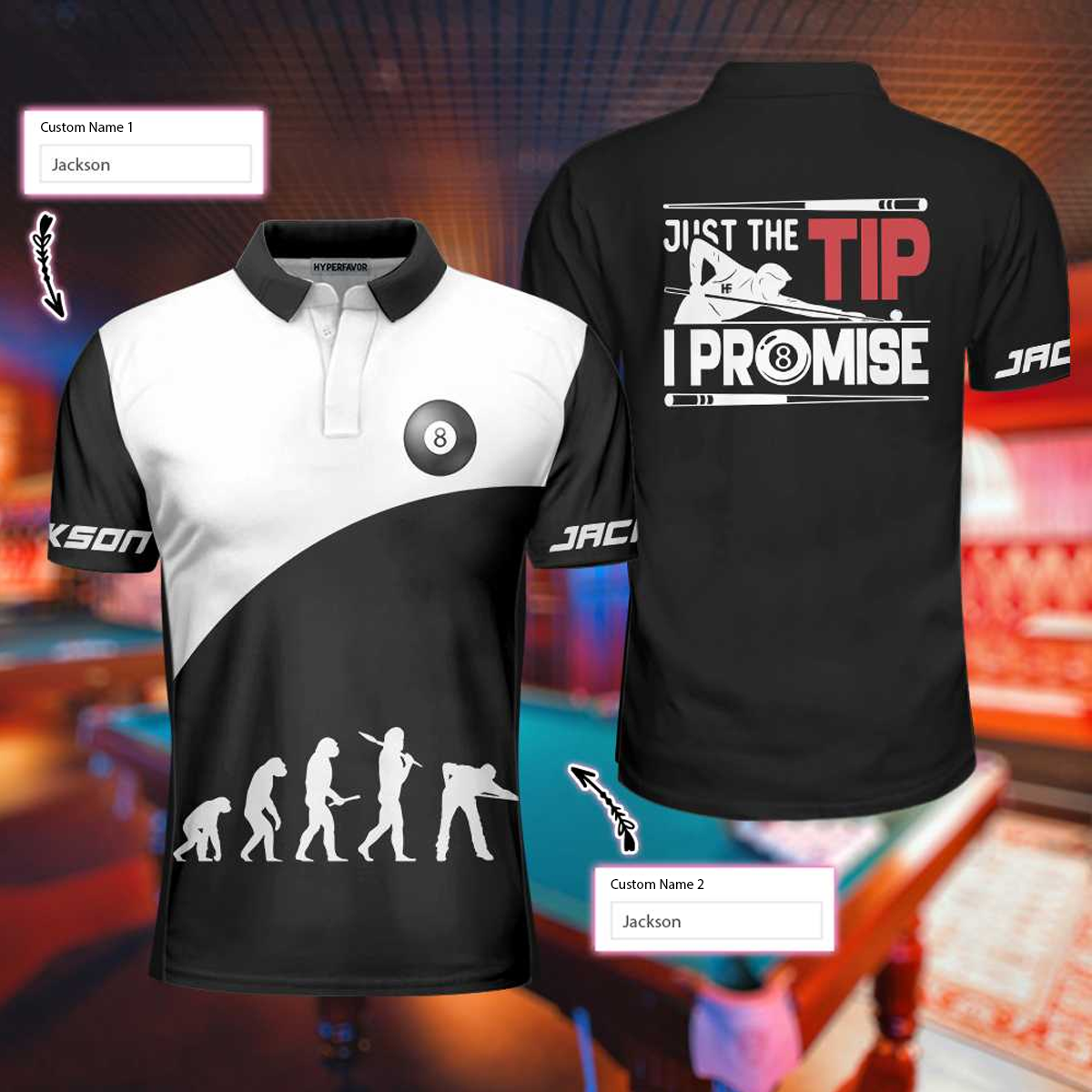 Just The Tip I Promise Billiards Custom Polo Shirt, Personalized Billiards Polo Shirt Design - Hyperfavor