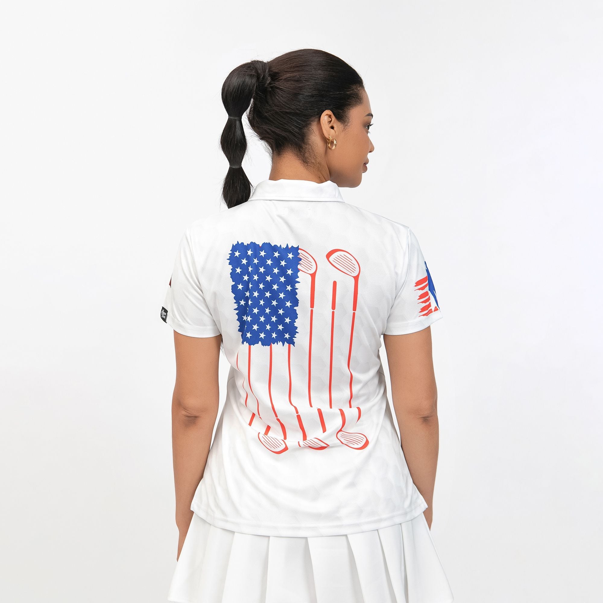 American Woman Golfer Golf Shirt Short Sleeve Women Polo Shirt