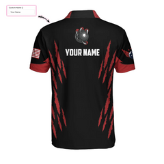 Personalized Bowling Team Monster Custom Polo Shirt, Black And Red Custom Bowling Polo, Customized Bowling Gift - Hyperfavor