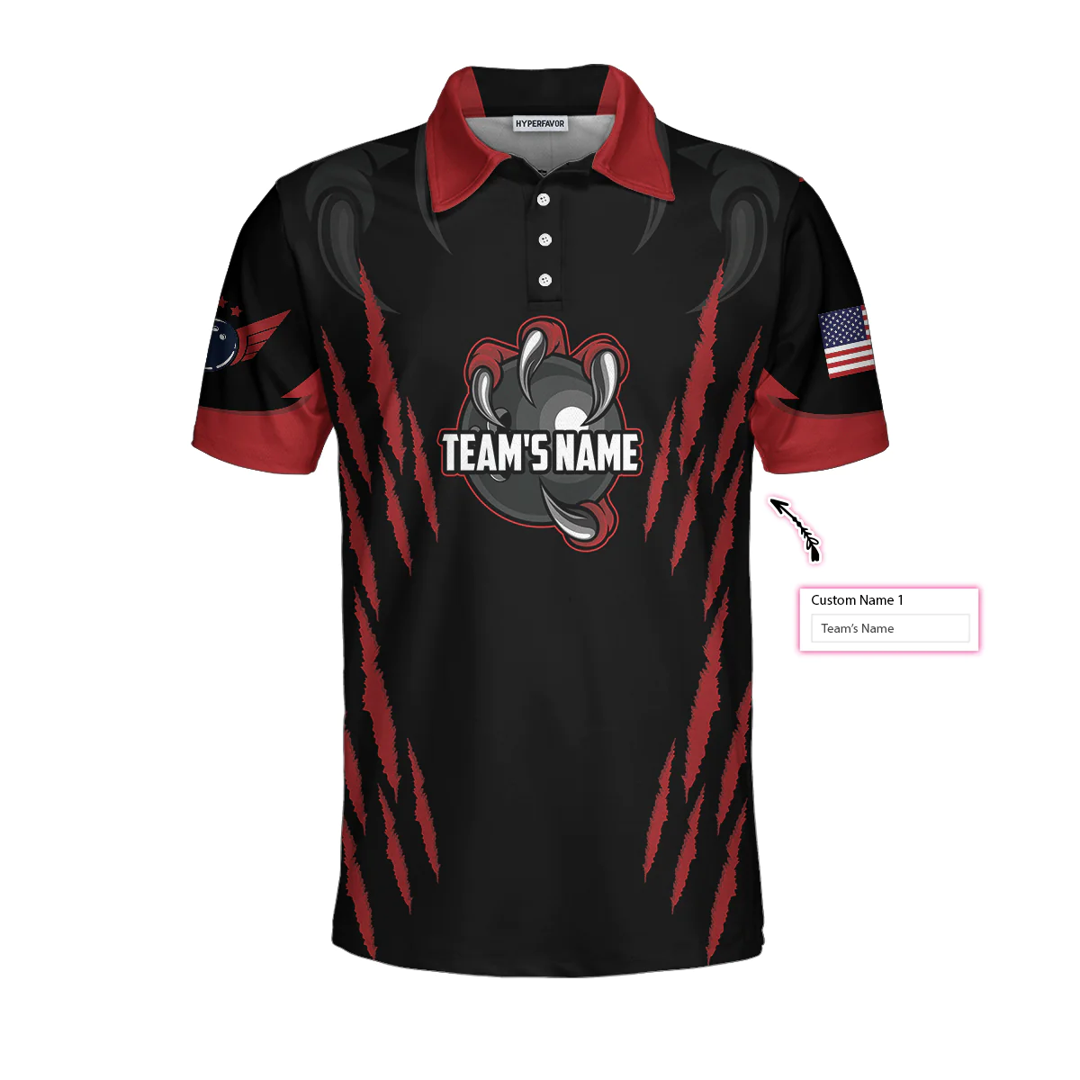 Personalized Bowling Team Monster Custom Polo Shirt, Black And Red Custom Bowling Polo, Customized Bowling Gift - Hyperfavor