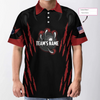 Personalized Bowling Team Monster Custom Polo Shirt, Black And Red Custom Bowling Polo, Customized Bowling Gift - Hyperfavor