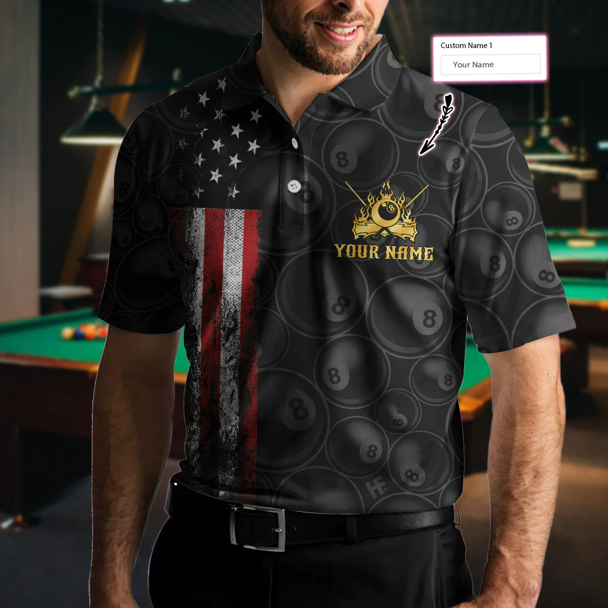 Personalized Billiards Pool Custom Polo Shirt, Customized Pool Shirt For Men, Personalized Billiards Gift Idea For Pool Players - Hyperfavor