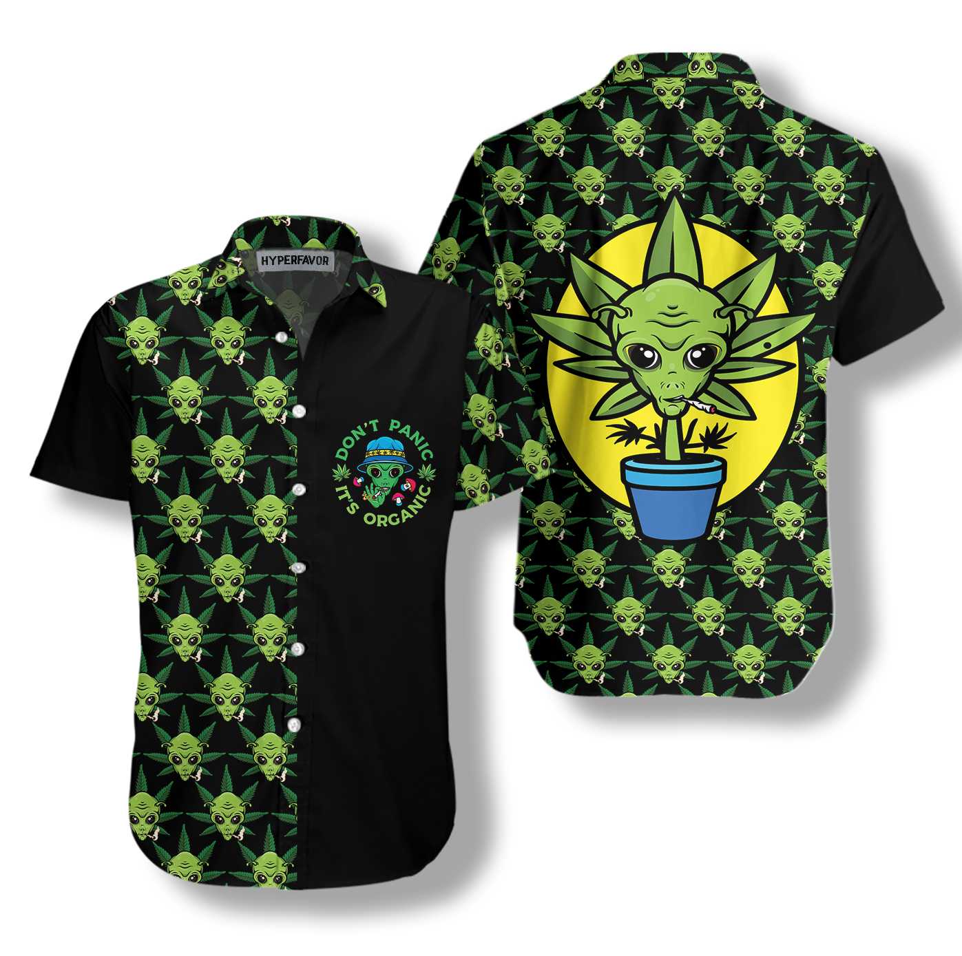Alien Organic Marijuana Shirt For Men Hawaiian Shirt