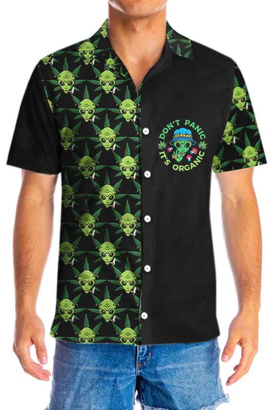 Alien Organic Marijuana Shirt For Men Hawaiian Shirt