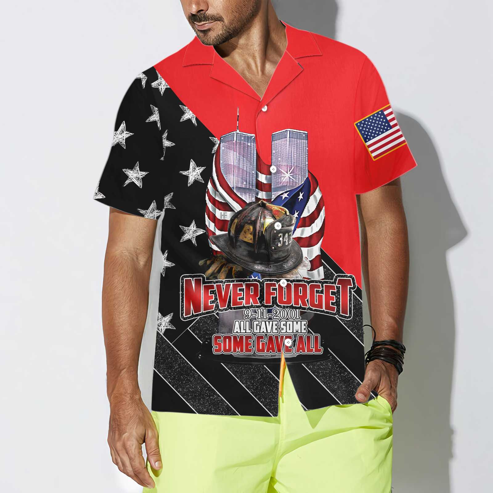 All Gave Some Some Gave All Patriot Day Hawaiian Shirt, American Flag Pattern 9/11 Memorial Shirt