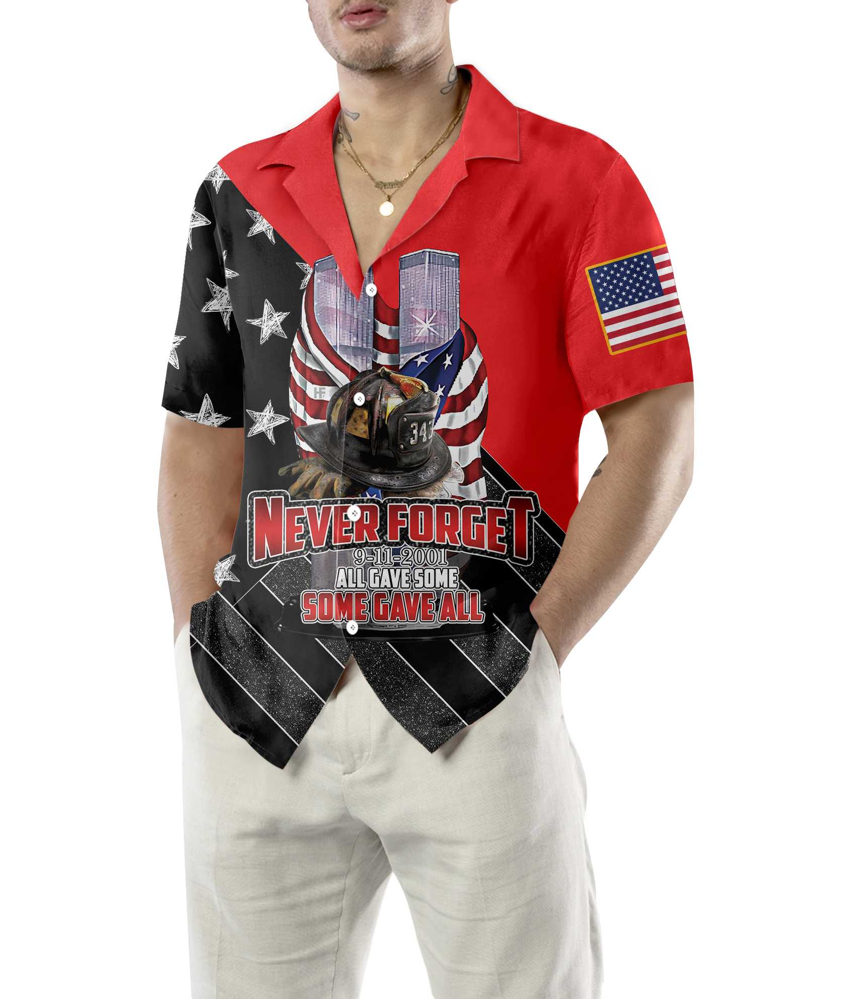 All Gave Some Some Gave All Patriot Day Hawaiian Shirt, American Flag Pattern 9/11 Memorial Shirt