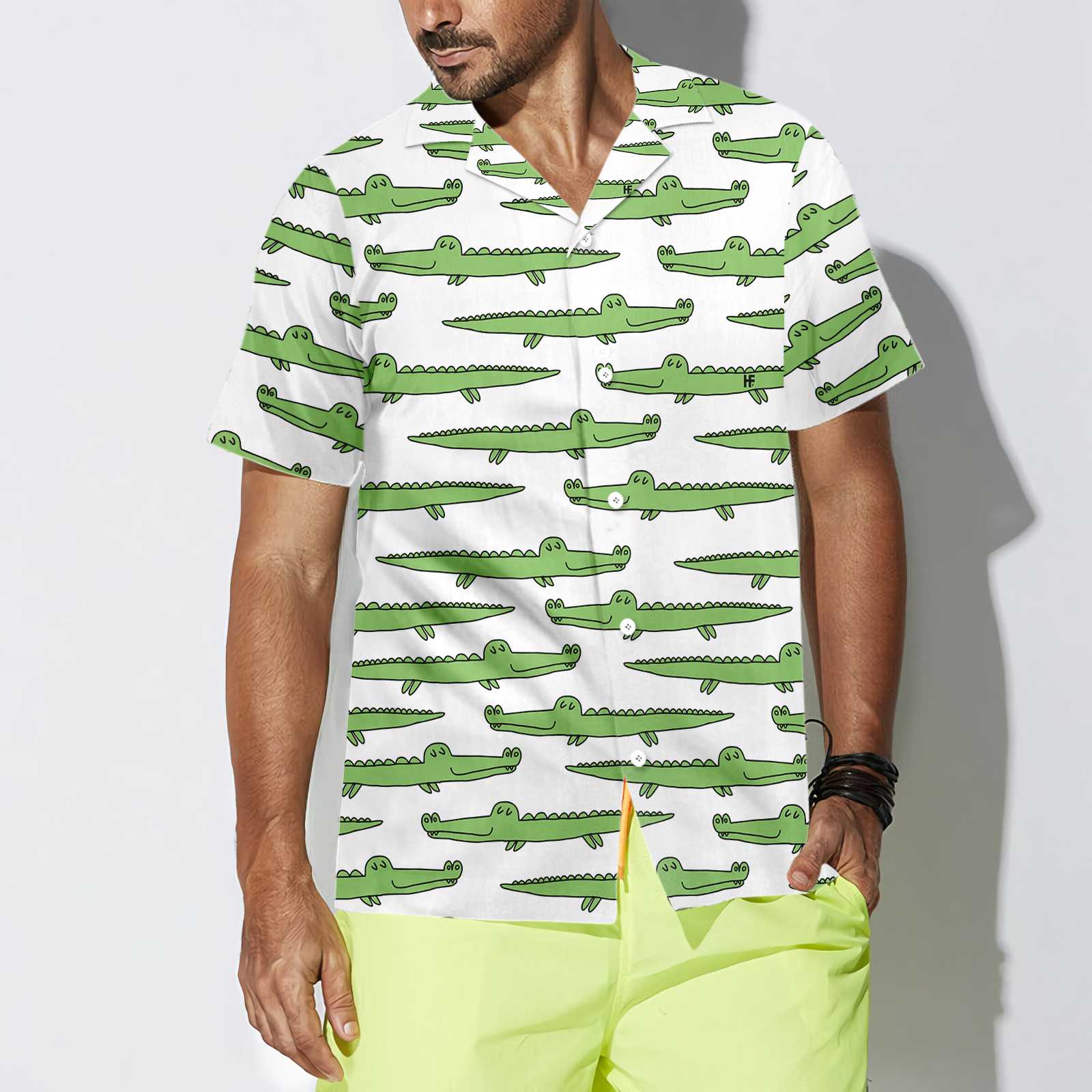 Alligator Seamless Pattern Shirt For Men Hawaiian Shirt