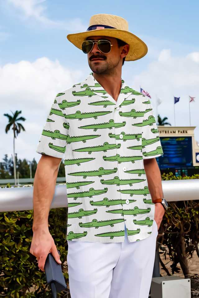 Alligator Seamless Pattern Shirt For Men Hawaiian Shirt