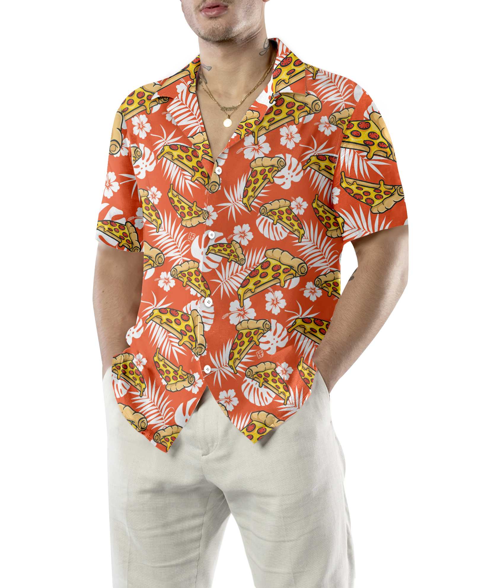 Aloha Tropical Pizza Shirt For Men Hawaiian Shirt