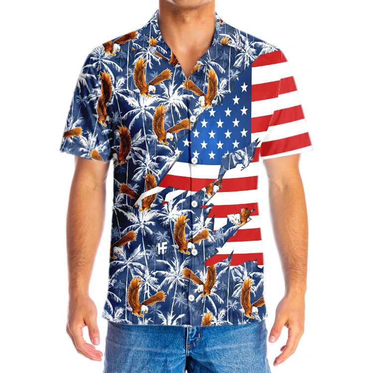 American Eagle Palm Tree Hawaiian Shirt