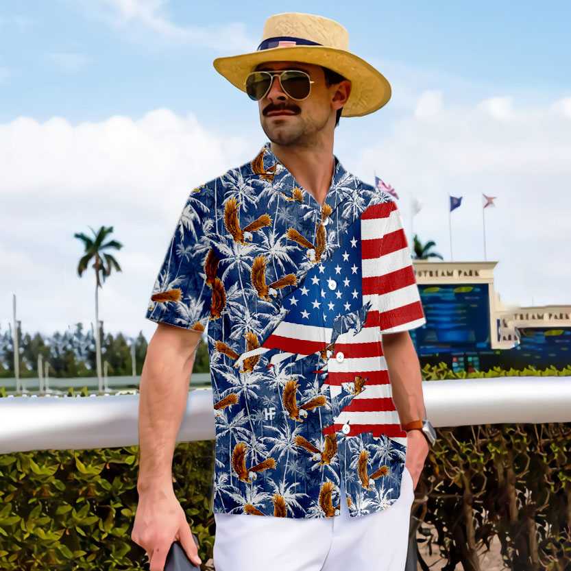 American Eagle Palm Tree Hawaiian Shirt