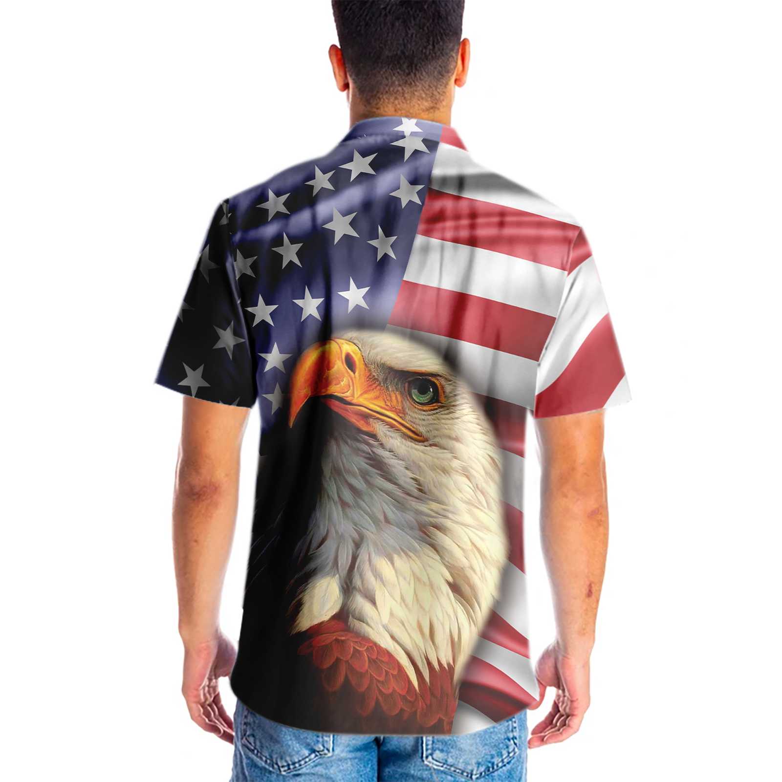 American Eagle USA Flag Hawaiian Shirt