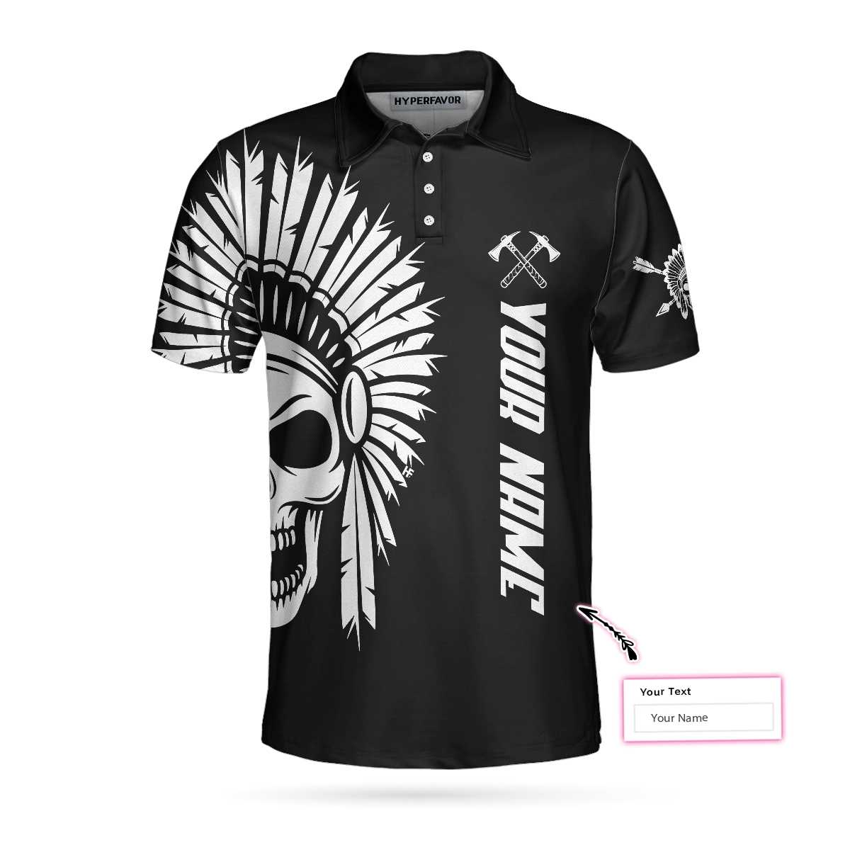 American Indian Skull Custom Polo Shirt, Personalized Skull Cherokee Print Shirt Design, Native American Shirt
