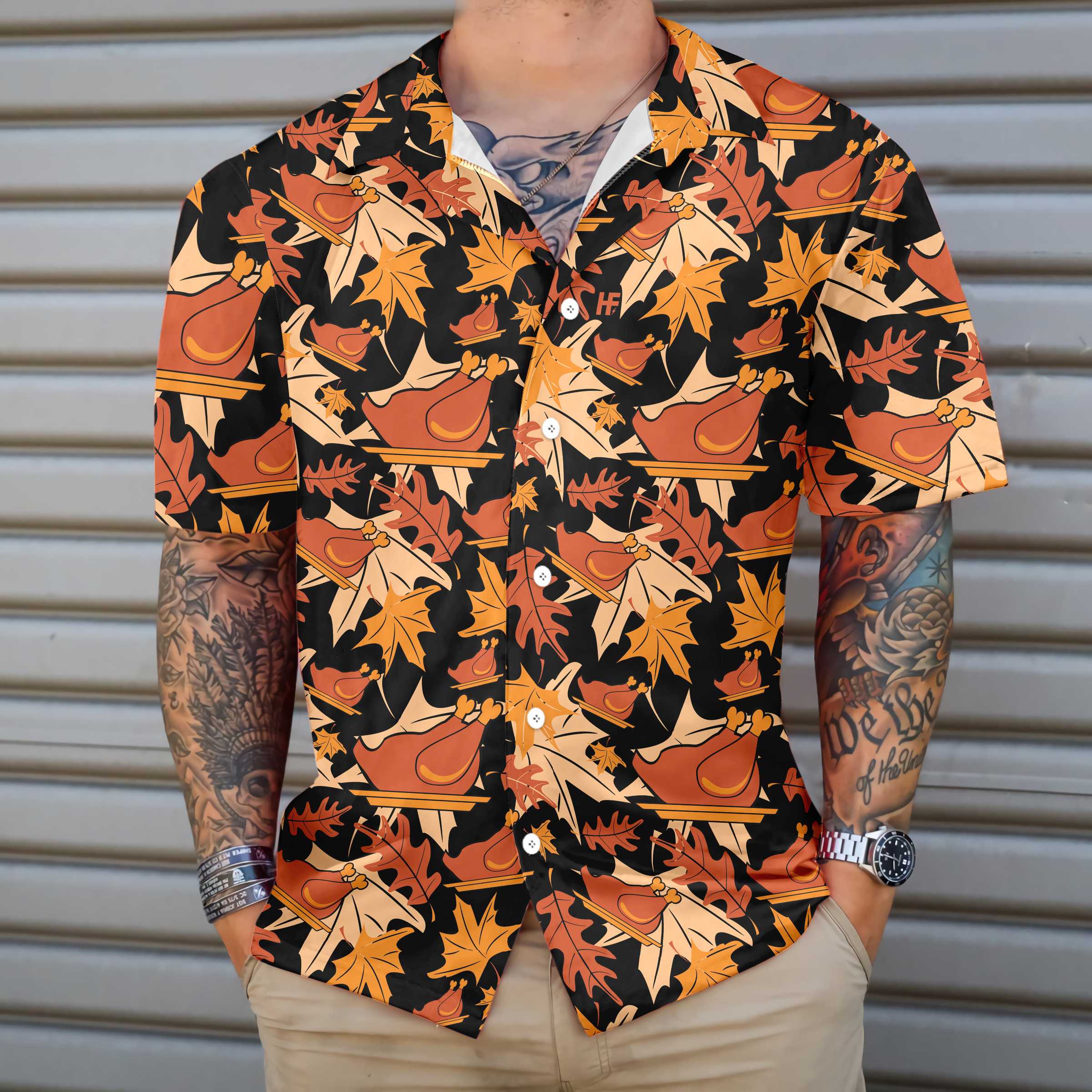 Autumnal Leaves With Turkey Meat Hawaiian Shirt, Best Gift For Thanksgiving Day