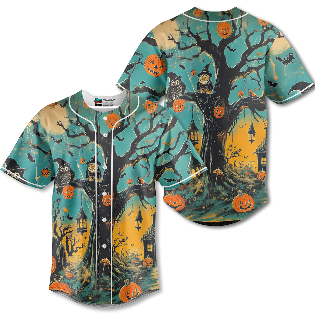 Spooky Ghost Pumpkins Halloween Baseball Jersey - HYPERFAVOR