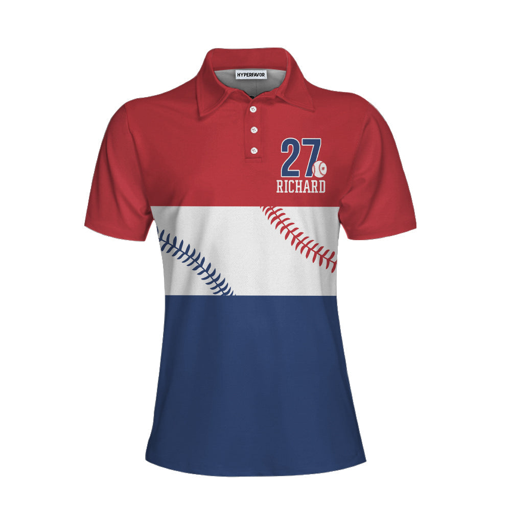 Baseball Girl Custom Short Sleeve Women Polo Shirt, Best Personalized Gift Idea For Baseball Ladies