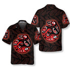 Bear Catching Salmon Native American Hawaiian Shirt, Feather Seamless Pattern American Indian Shirt