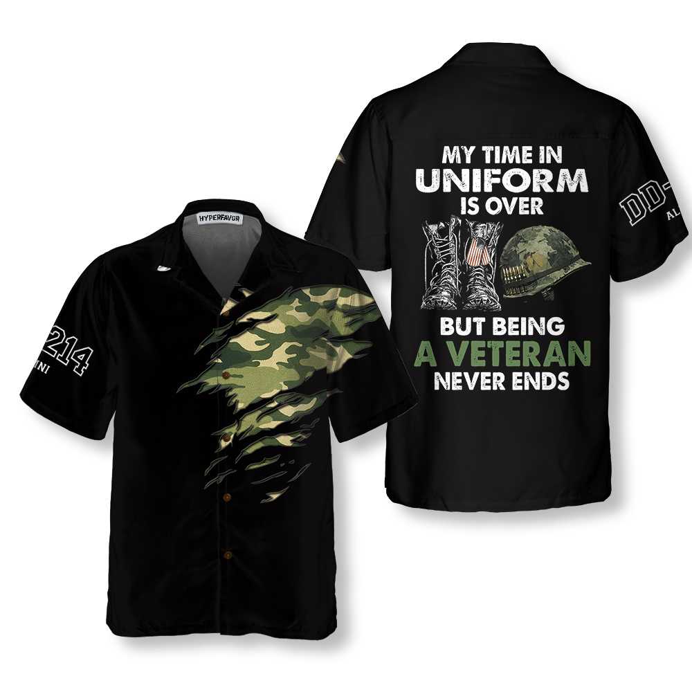 Being A Veteran Never Ends Hawaiian Shirt, Proud Veteran Shirt, Meaningful Gift For Veteran Day
