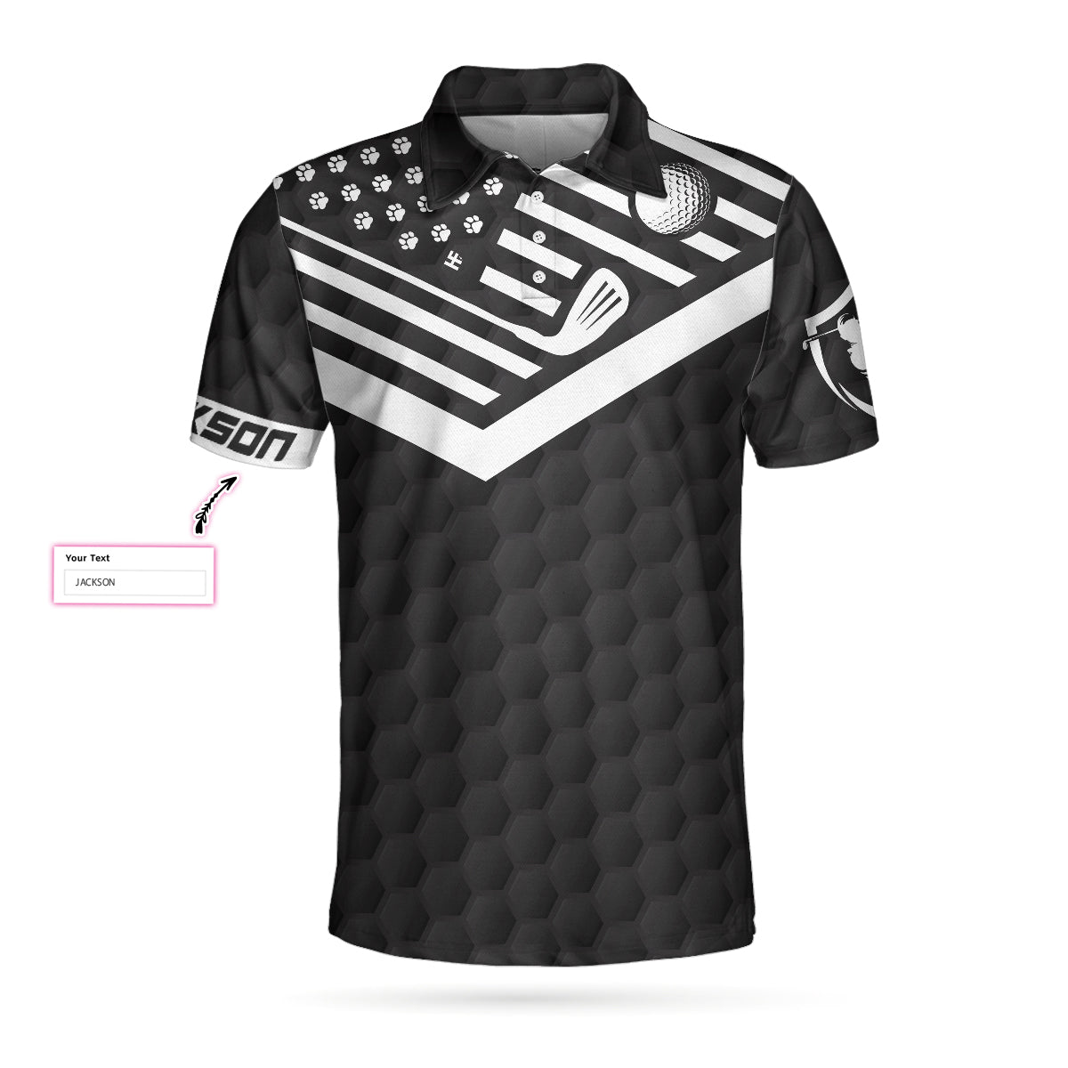 Best Pug Dad Ever Golfer Custom Polo Shirt, Personalized Black American Flag Golf Shirt For Men, Golf Shirt For Pug Lovers