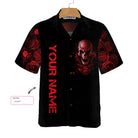 Blood Rose Skull Custom Hawaiian Shirt, Red Rose Gothic Skull Shirt For Halloween