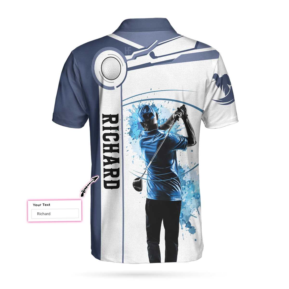 Blue Golf Lover Custom Polo Shirt, Personalized White And Blue Golf Shirt For Men - Hyperfavor