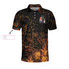 Bowling Beast Custom Polo Shirt, Flame Pattern Bowling Shirt For Men, Personalized Bowling Gift Idea