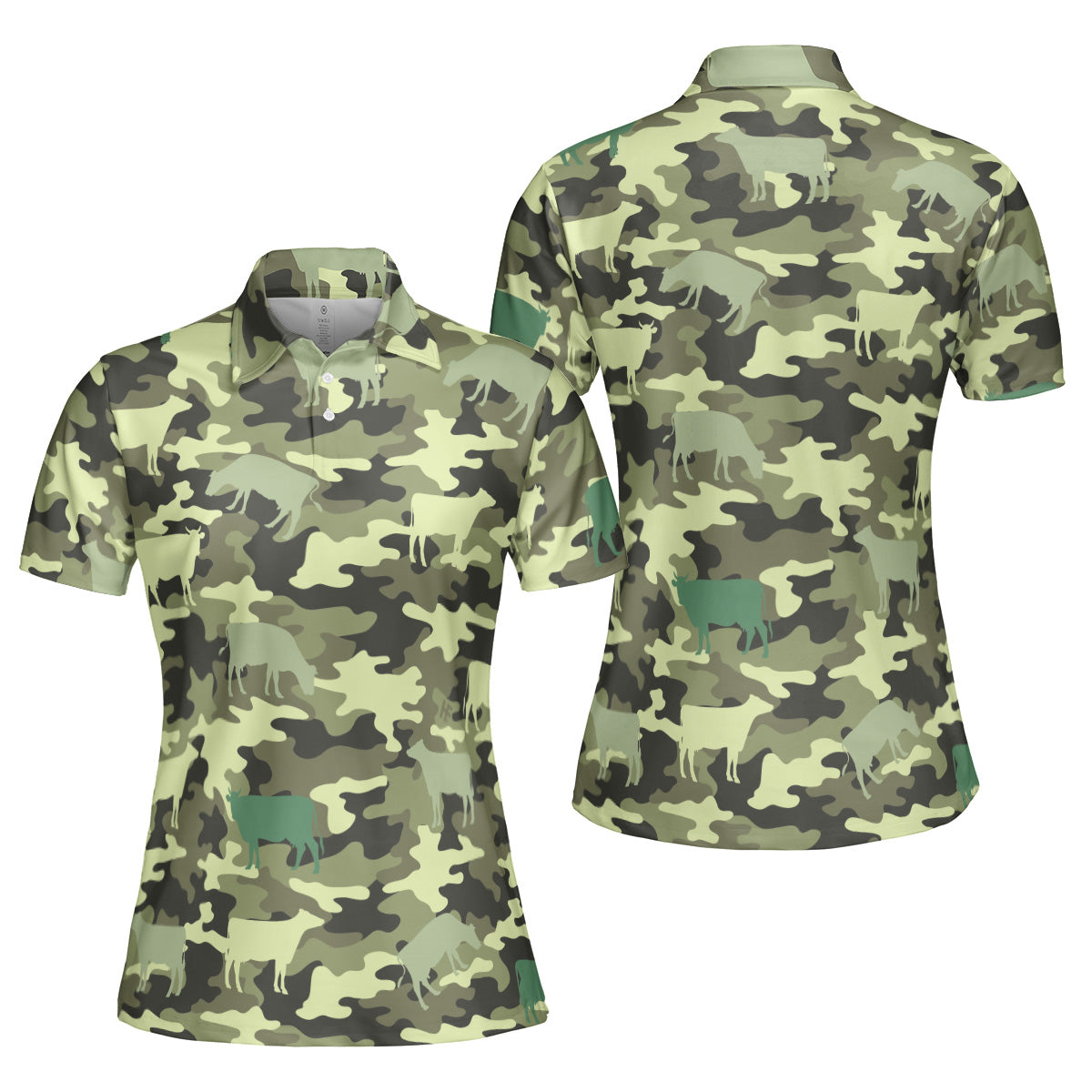 Camouflage Cow Women Polo Shirt