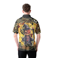 Cartoon Halloween Illustration Pumpkin Wizard Polo Shirt - HYPERFAVOR