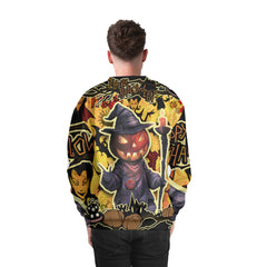 Cartoon Halloween Illustration Pumpkin Wizard Sweatshirt - HYPERFAVOR