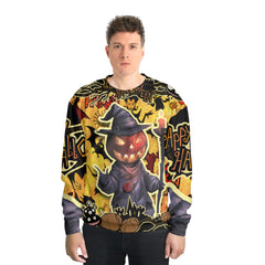 Cartoon Halloween Illustration Pumpkin Wizard Sweatshirt - HYPERFAVOR