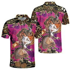 Cartoon Halloween Illustration Witch Purple Polo Shirt - HYPERFAVOR