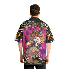 Cartoon Halloween Illustration Witch Purple Hawaiian Shirt - HYPERFAVOR