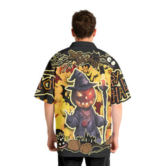 Cartoon Halloween Illustration Pumpkin Wizard Hawaiian Shirt - HYPERFAVOR